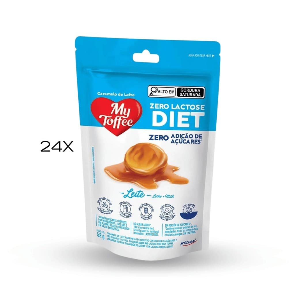 Bala Leite Zero Lactose My Toffee 24 Pacotes