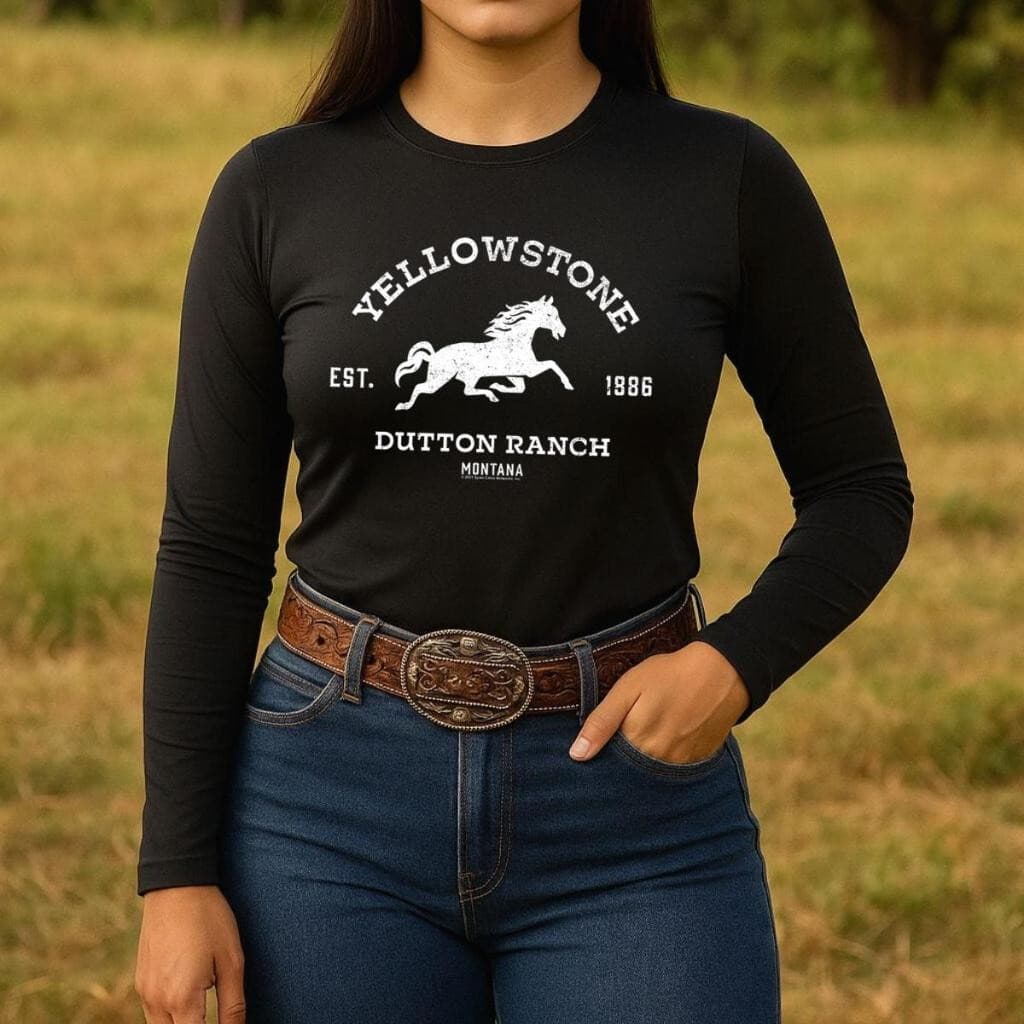 Camisa UV Feminina Yellowstone Country Manga Longa Proteção Solar Roupas Praia Pesca Esporte Casual
