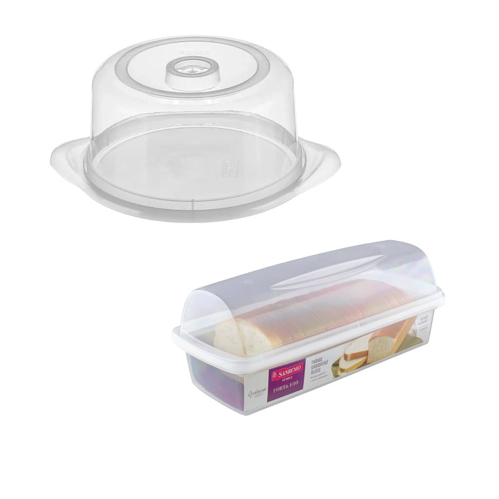 Kit Porta Pão de forma e porta queijo organizador sanremo organizador funcional prático elegante
