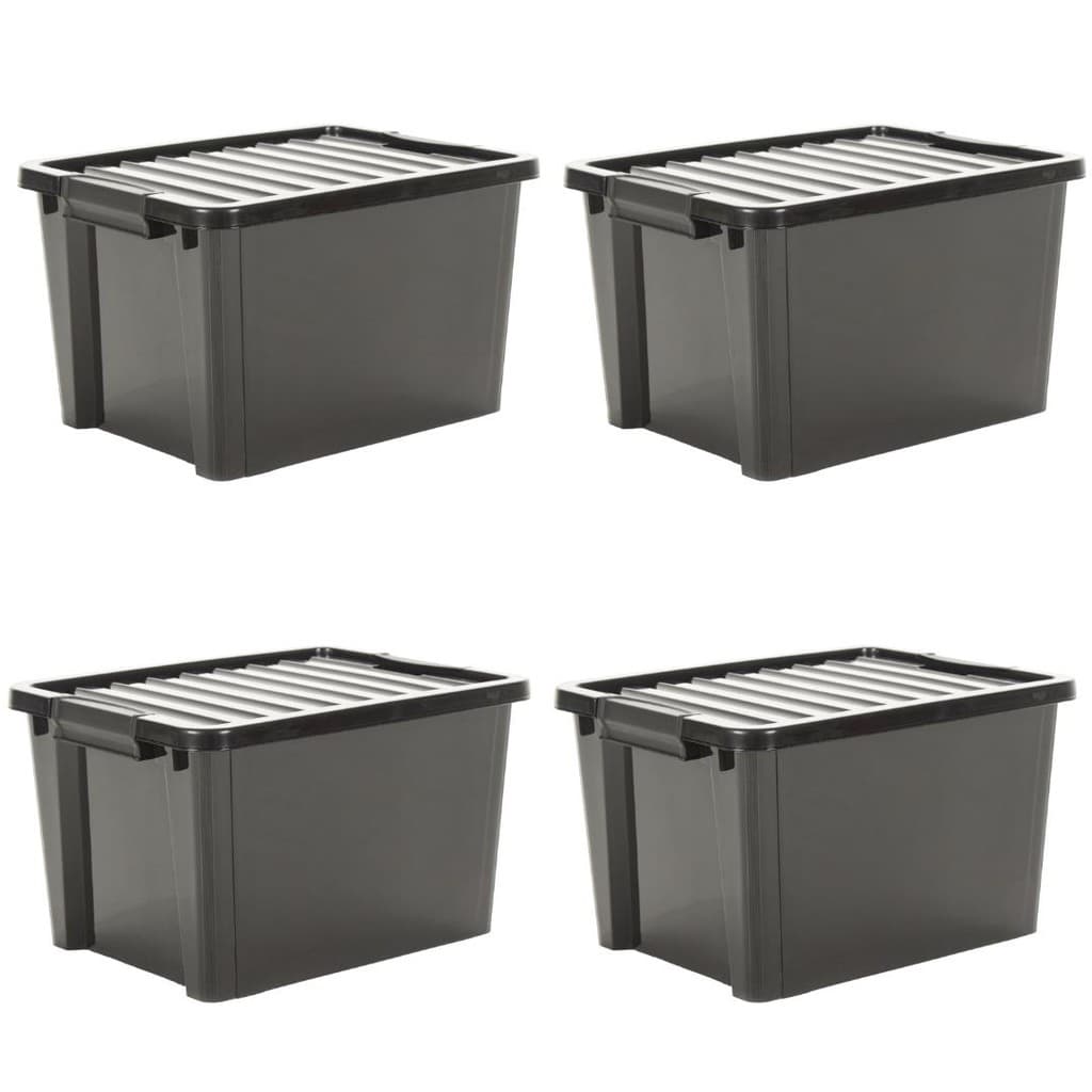 Kit 4 Caixas Organizadoras Reforçada 40 Litros Com Rodas e Travas na Tampa - Life Box