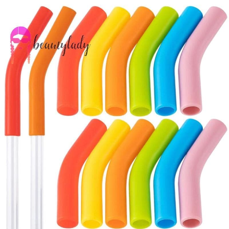 beautymakeup 6 Pçs/Set Capas De Palha De Silicone Macio Canudos Dicas Apto Para Bicos Aço Inoxidável Reutilizáveis De 9m