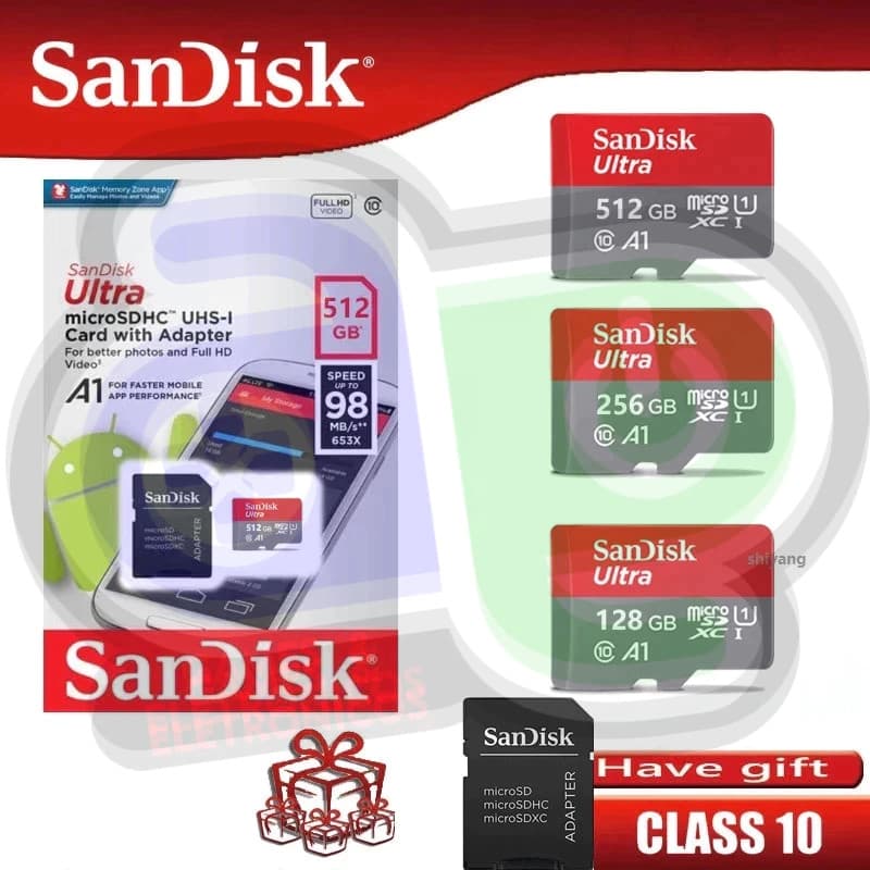 Cartão Micro SD 128gb/256gb/512gb SanDisk para Nintendo Switch Original - Classe 10 100mb/s - Envio Rápido