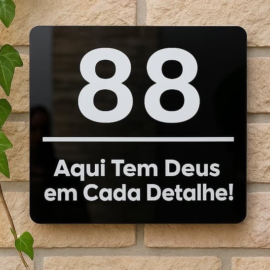 Placa Acrílico Personalizada Número Residência Casa Loja Empresa Condomínio UV Preto ou Branco