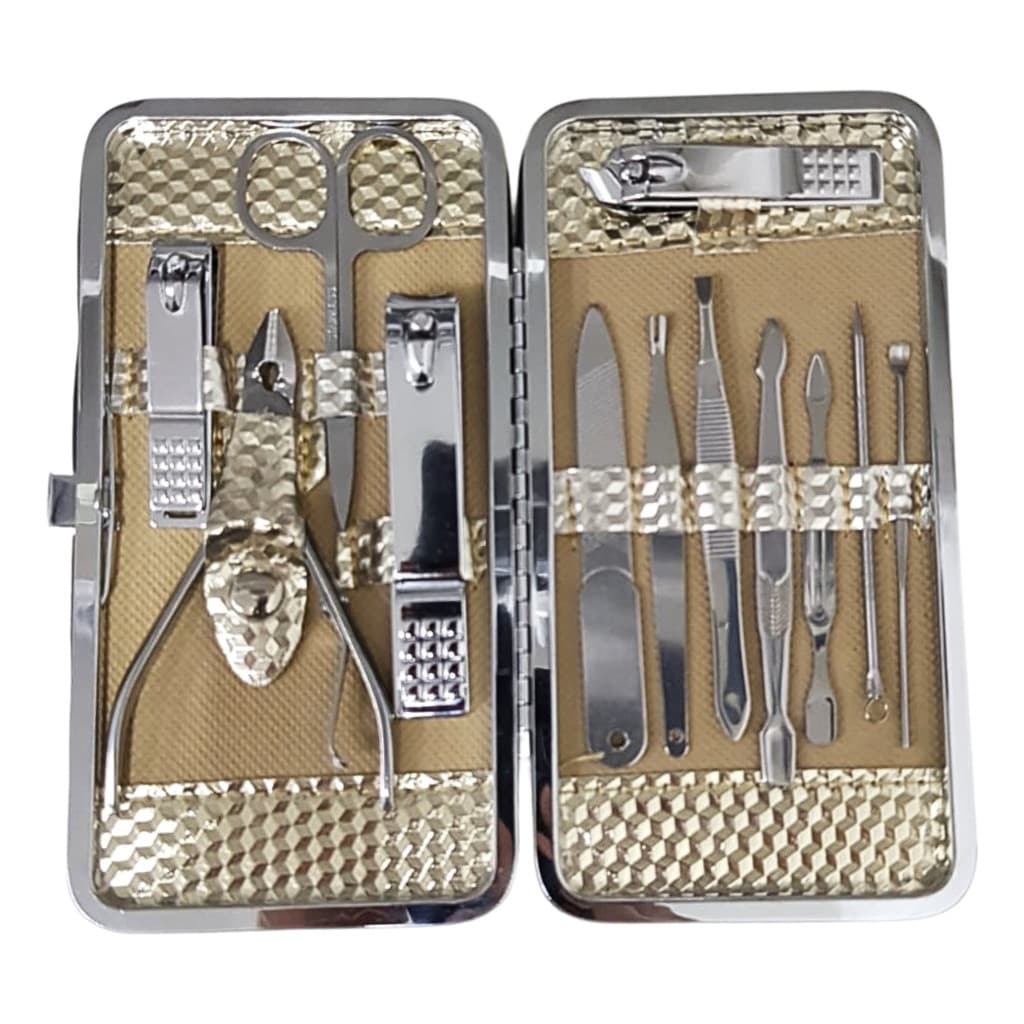 Conjunto Manicure Profissional Unha Alicate Cortador 12pçs Kit Desencravador Unha Estojo Empurrador Cutícula Autoclave