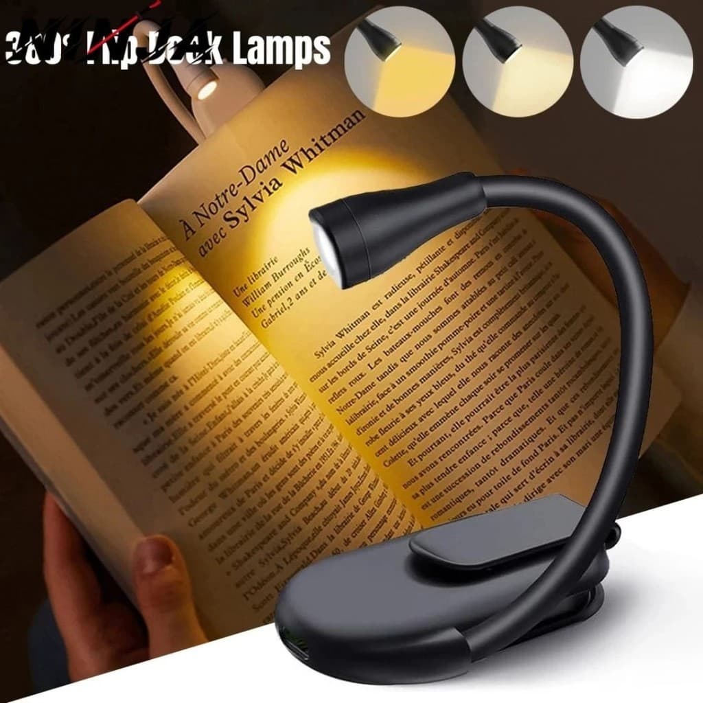 Mini Lâmpada De Livro Com Proteção Para Os Olhos Leitura Noturna Clipe Ajustável
