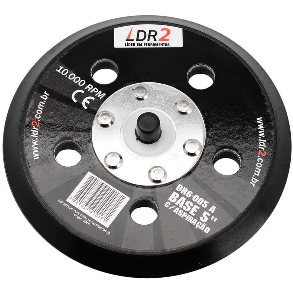 Base p Lixadeira Roto Orbital Pneumatica 5" Velcro C Furos Rosca 516"