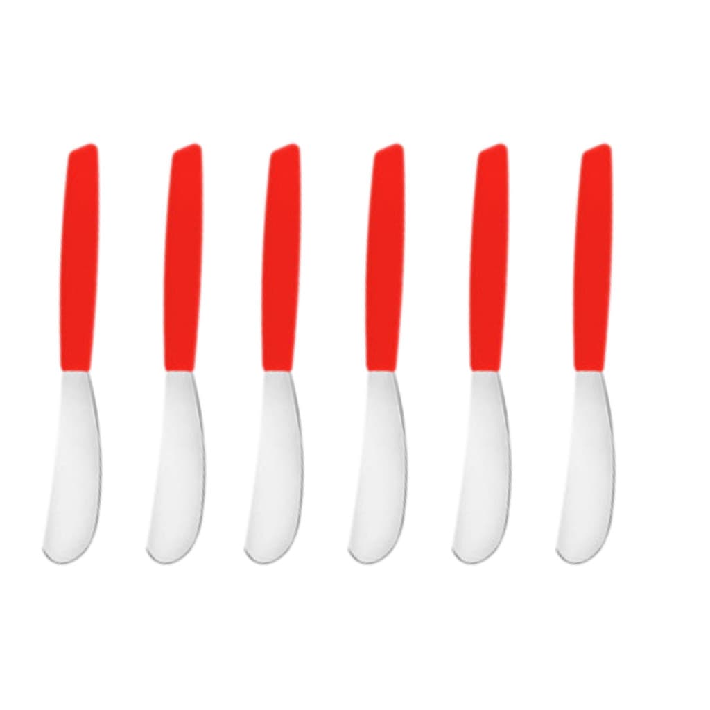 Kit 6 Espatula Pate/Manteiga Inox Cabo Vermelho