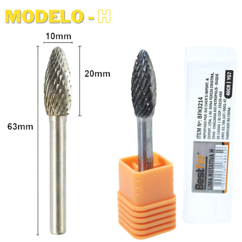 Lima Rotativa 6mm Tungstênio Fresa Metal Duro - Chama