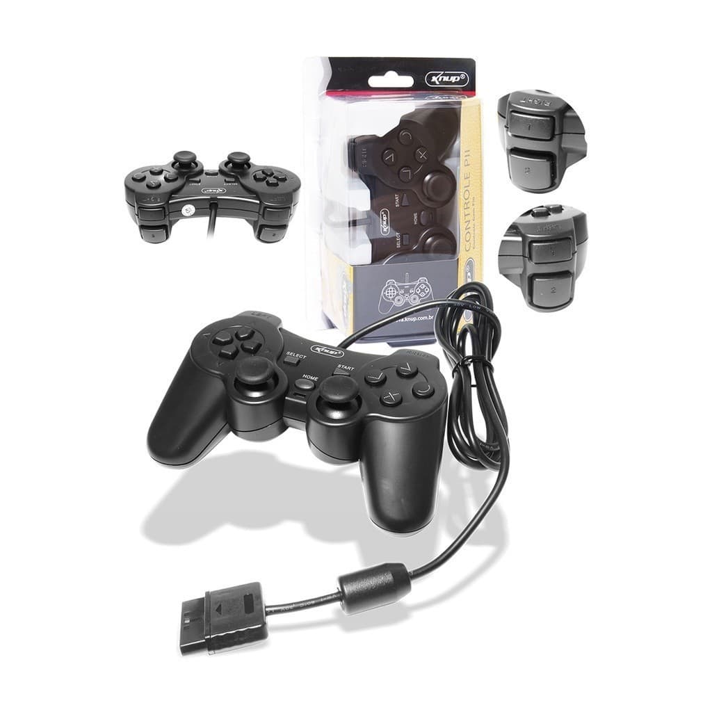 Controle Joystick Para Playstation 2, Preto Analógico Ps2 KNUP