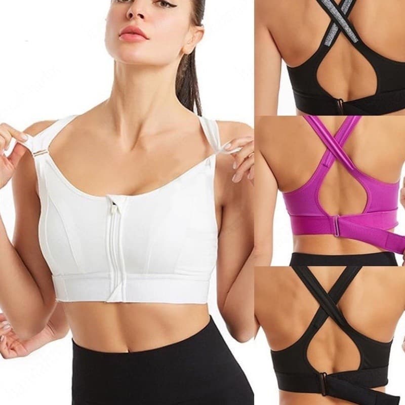 Sutiã esportivo/zíper frontal ajustável Sports Bra Rimless Anti-Impact Sports/Yoga/Cruz Belas costas ARK4