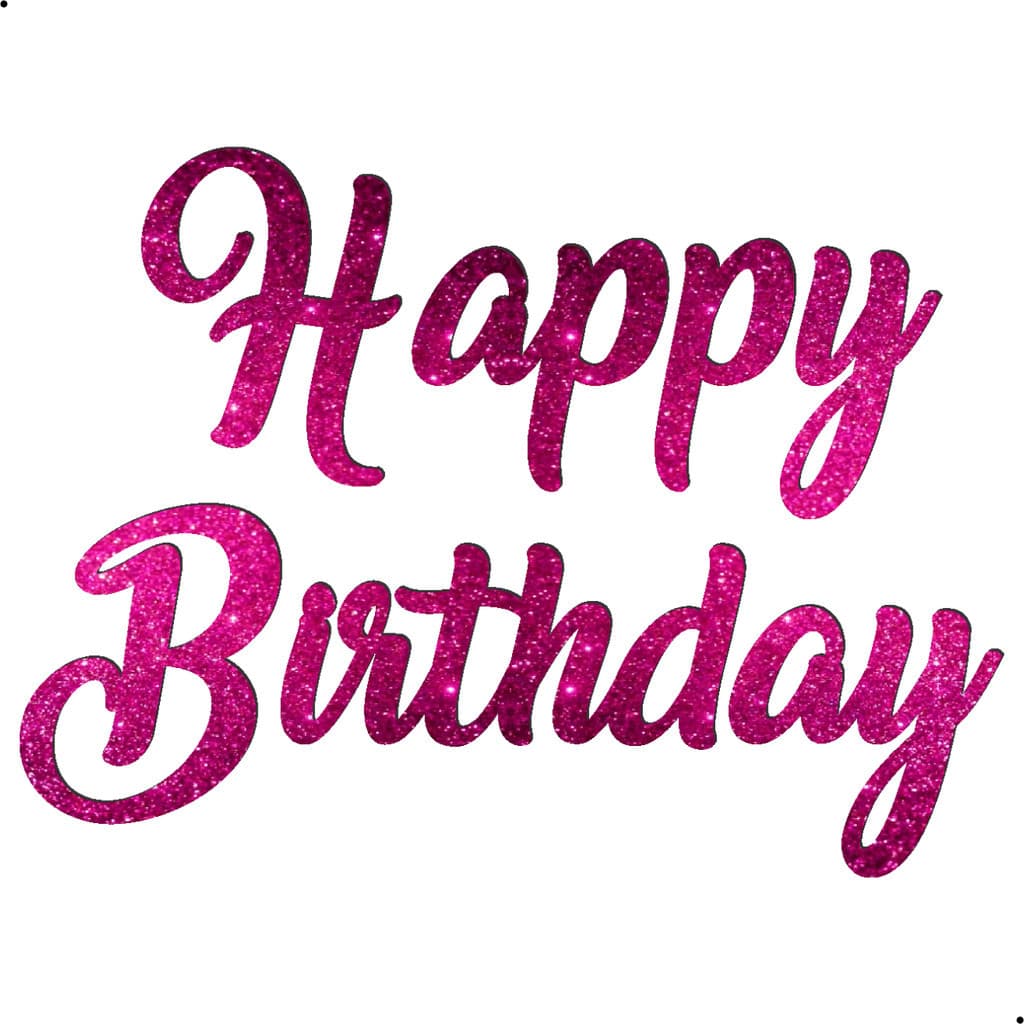 Aplique Letreiro Happy Birthday 60x45cm Cor Rosa Pink Glitter Mdf Frase Painel Decorativo Festa Aniversario Decoração
