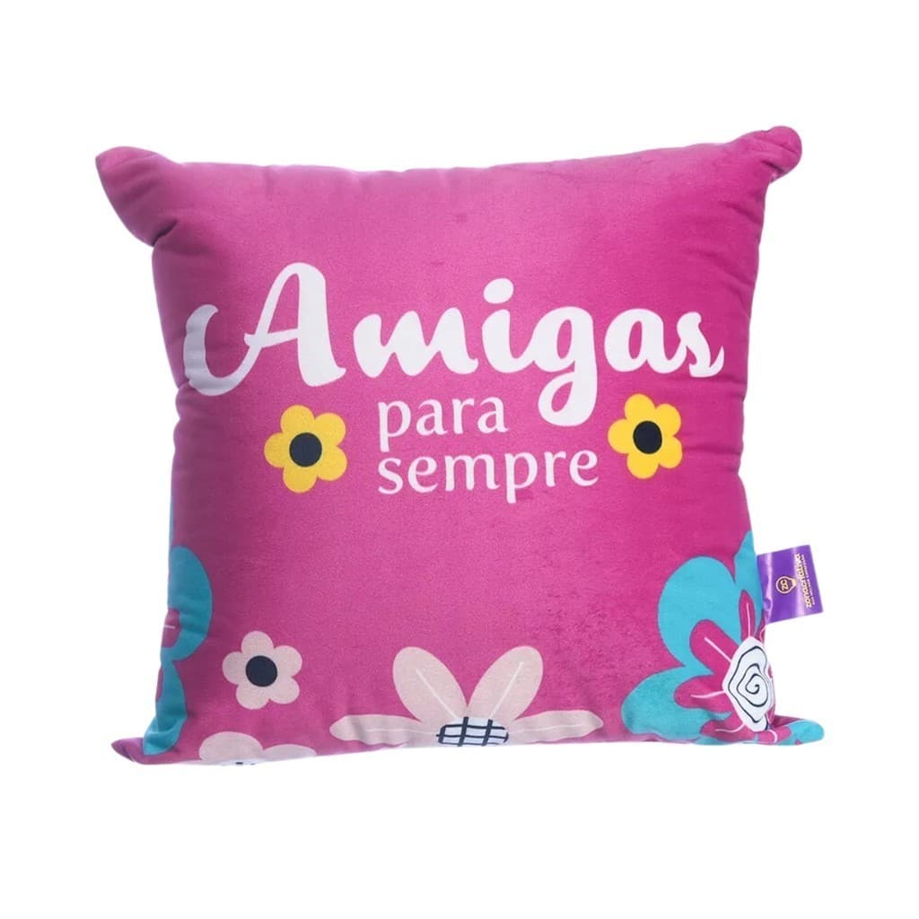 Almofada Fibra Veludo 40x40cm Amigas Para Sempre Zona Criativa