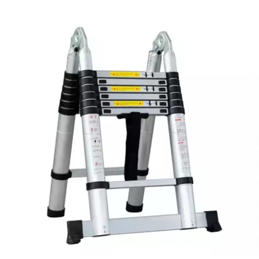 ESCADA TELESCOPICA DOBRAVEL E DEGRAUS DE ALUMINIO - 3,8M
