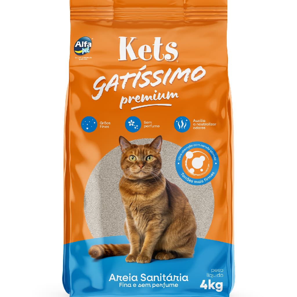 Areia Higiênica Kets Gatissimo Sem Perfume 4kg