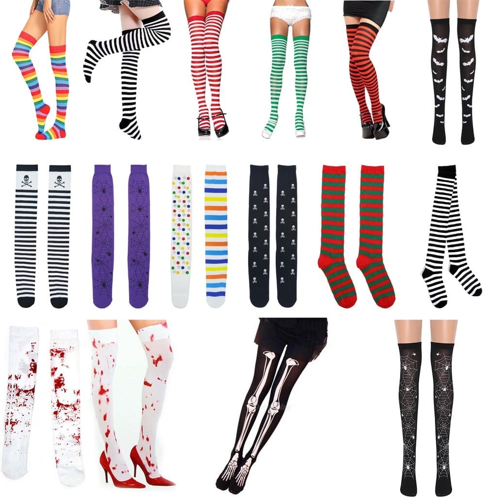 Meia Calça 7/8 Listrada Cosplay Festas Fantasias Halloween Colegial E-girl Emo Eventos Festival