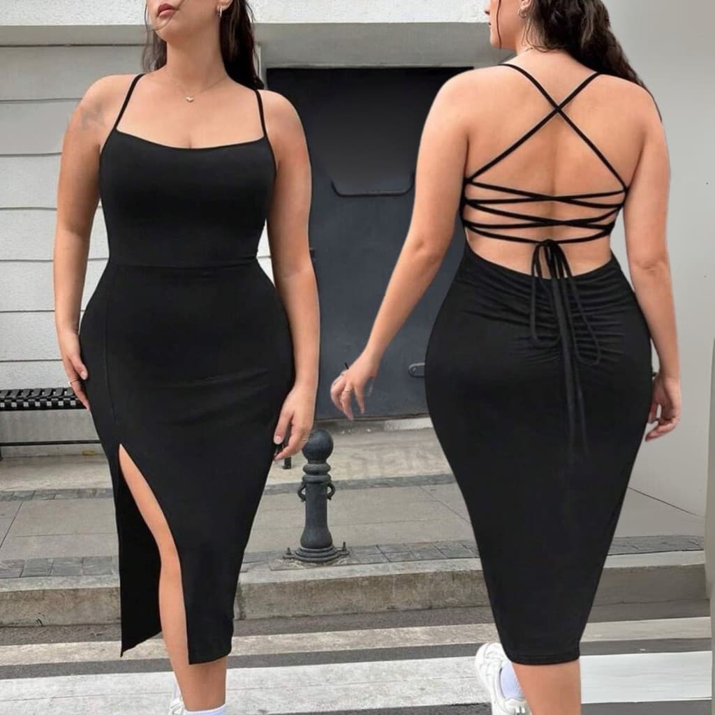 Vestido Plu Size Feminino Longo Plus Size de Festa Colado Modelador Alta Compressão Tamanho 36 ao 50