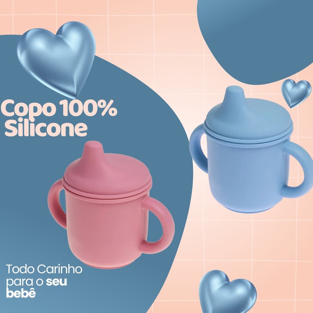 Copo Treinamento de Silicone com Alça e Bico Infantil - Livre de BPa