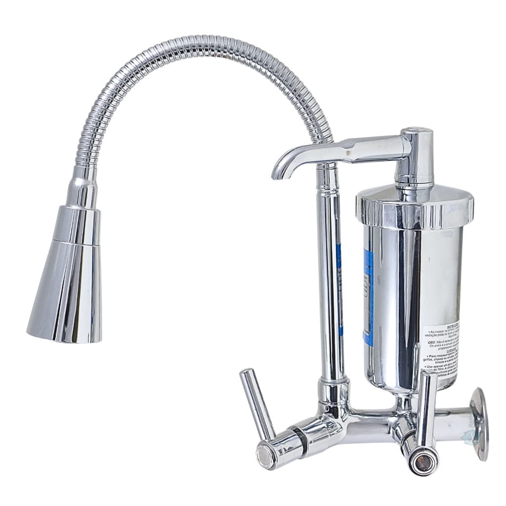 Torneira Gourmet de Cozinha com Filtro Inox Flexível Multidirecional e Arejador Dupla Função C51