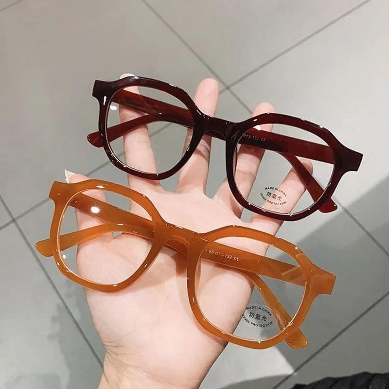 Moda Irregular Quadrado Feminino Óculos Ópticos Quadro Claro Anti Azul-Ray Lente Vintage Masculino Vinho Vermelho