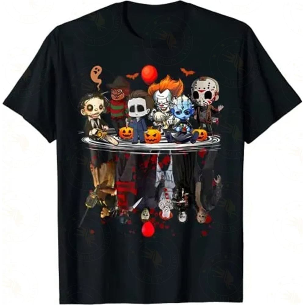 Camiseta Masculina Unissex Halloween Filmes Personagens Clássicos Terror Gótico Streetwear T-shirt