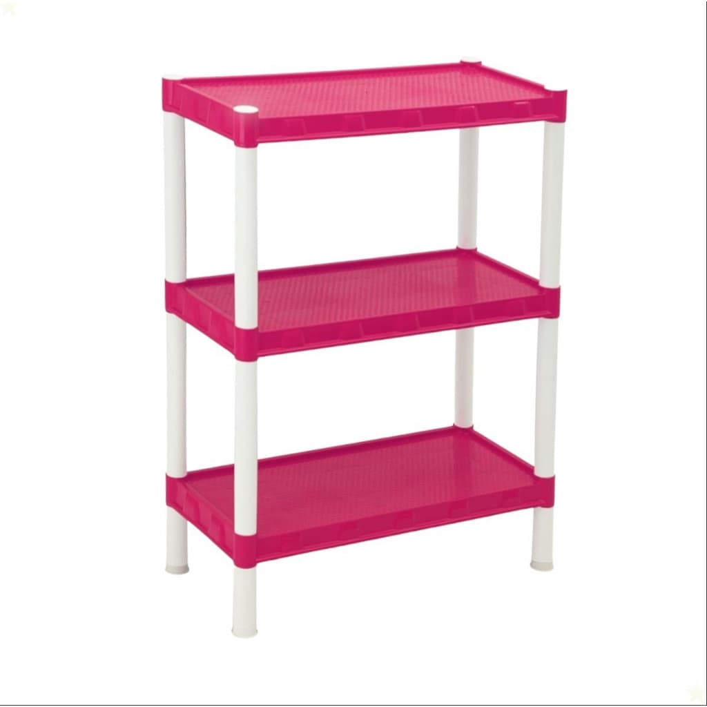 Estante Organizadora Modular Plástica Rosa 3 Prateleiras