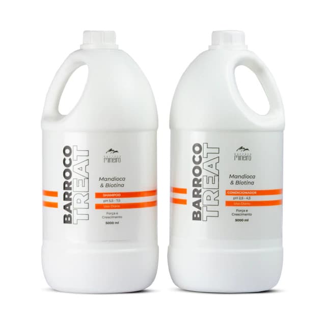 Kit Barroco Mineiro Treat Shampoo + Condicionador Mandioca E Biotina 5l