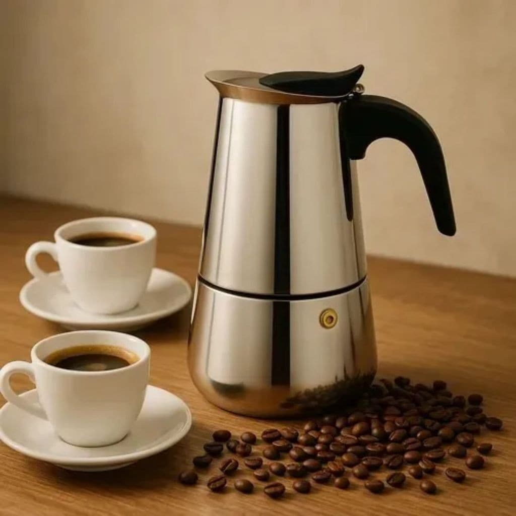 Cafeteira Italiana Inox Premium 300ml Para 6 Xícaras Café Expresso Forte e Cremoso