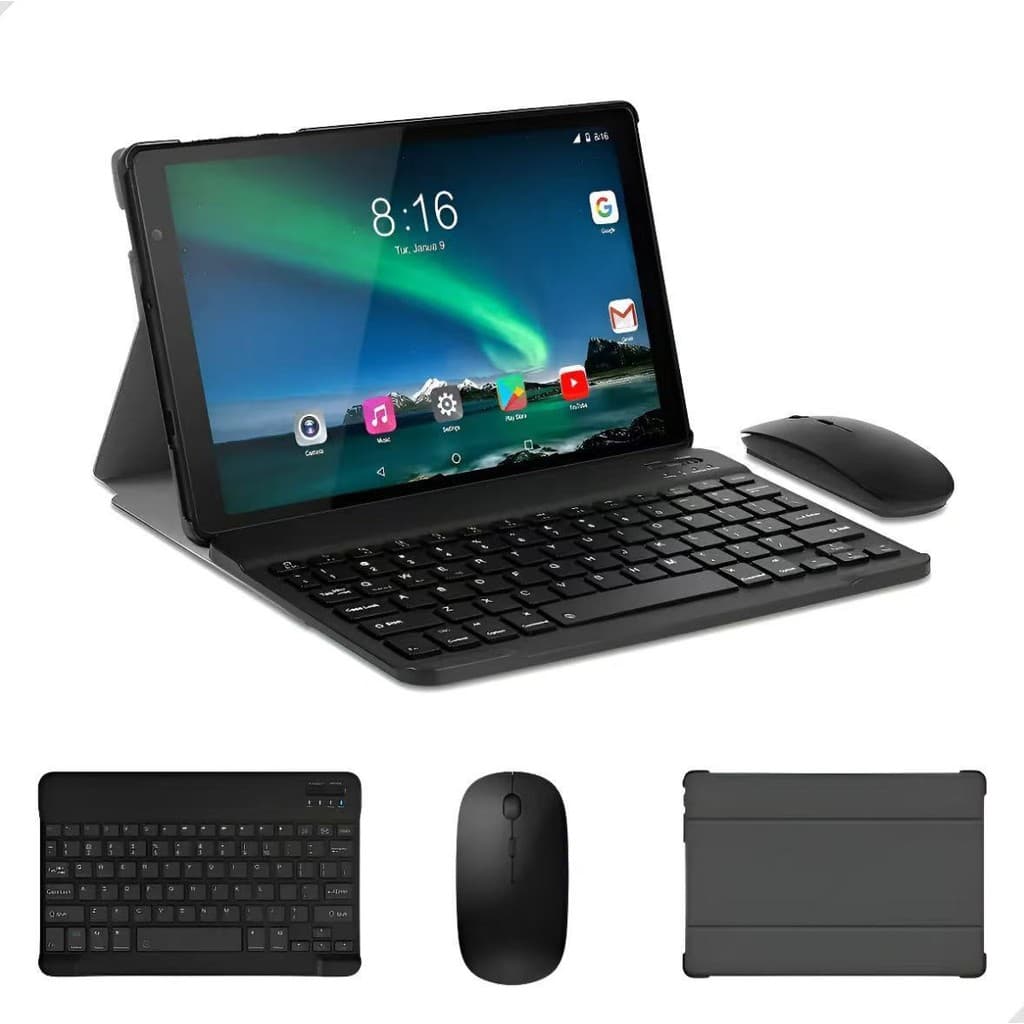 Tablet Android 10.1" 4G LTE + 256GB 4GB RAM Kit com Teclado, Capa e Mouse Linha Premium 2026！