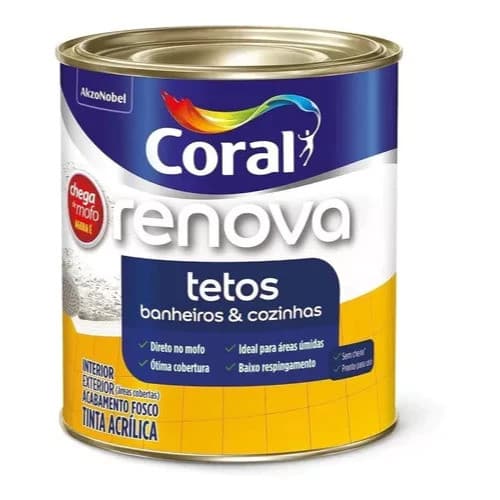 Tinta Antimofo Renova Tetos Banheiro Branco 900ml Acrilico Coral