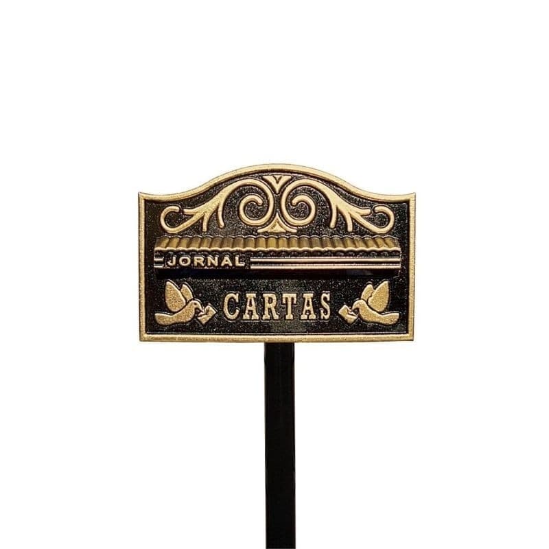 Caixa Correspondência Estilo Americana com Pedestal (Preto/Ouro)