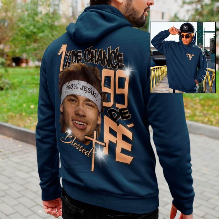 Moletom Neymar Jr 100% Jesus Blessed Blusa De Frio Menino Ney 1% De Chance 99 De Fé Casaco Felpado