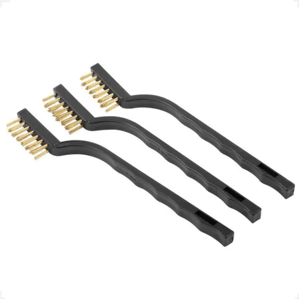 Kit 3 Escovas Manuais 175mm Aço Latão e Nylon Para Limpeza Pesada de Ferrugem e Tinta - Dm