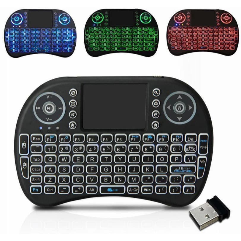 Kit 2 Mini Teclado Sem Fio com Bluetooth LED para Smart Box TV PC Notebook Video Game KP-2048