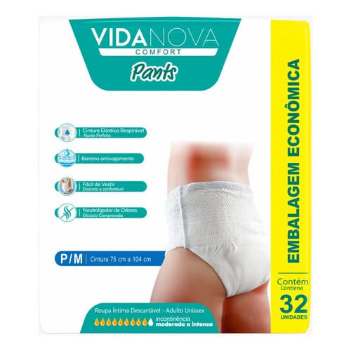 Fralda Geriátrica Vida Nova Pants Confort C/ 32 Unid