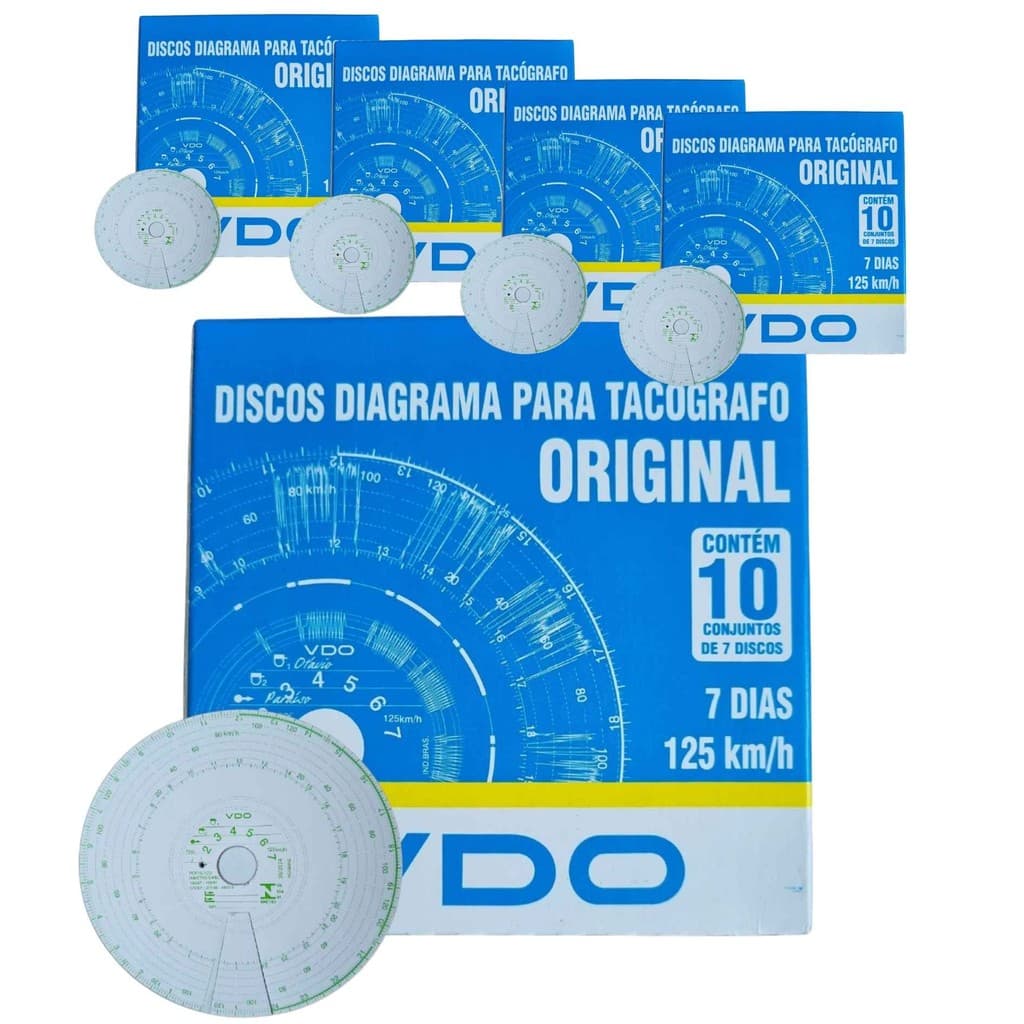Kit 5 Disco Diagrama Tacógrafo 7d Semanal - 125km/h - 10 un (VDO 14025005F)