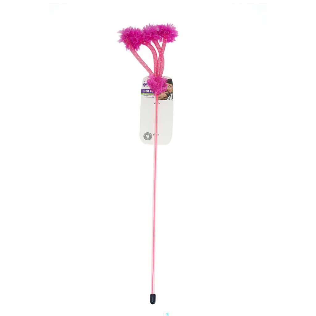 VARINHA PARA GATOS COM PLUMAS PAWISE ROSA