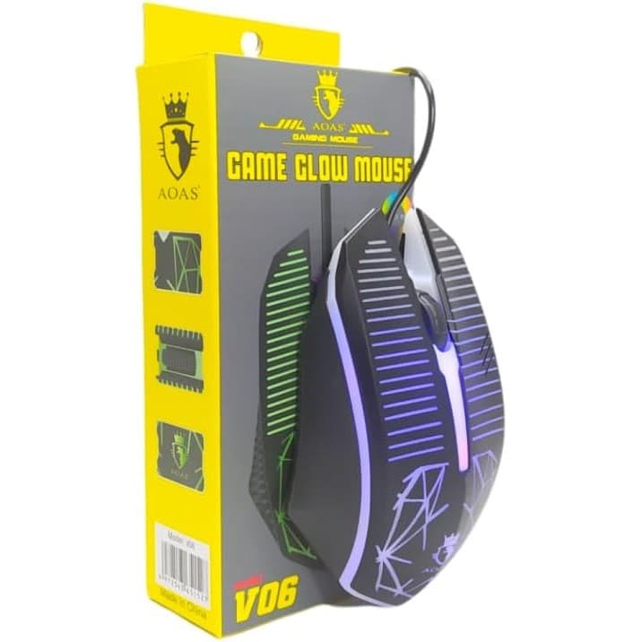 Mouse Gamer com Fio RGB LED 1200 DPI – Design Ergonômico, Plug & Play, Compatível com PC e Notebook – Modelo
