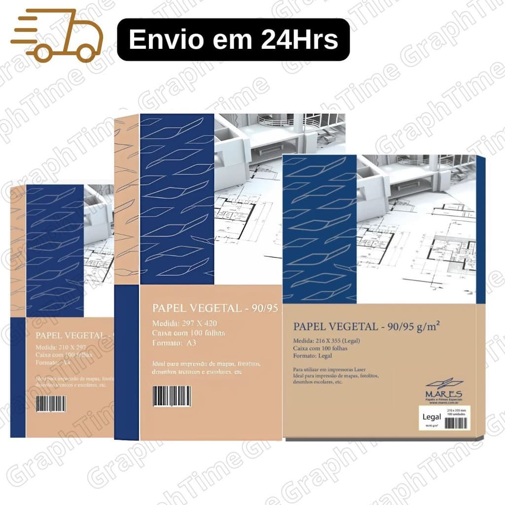 Papel Vegetal A3 A4 Legal 90/95 gramas 100 Folhas