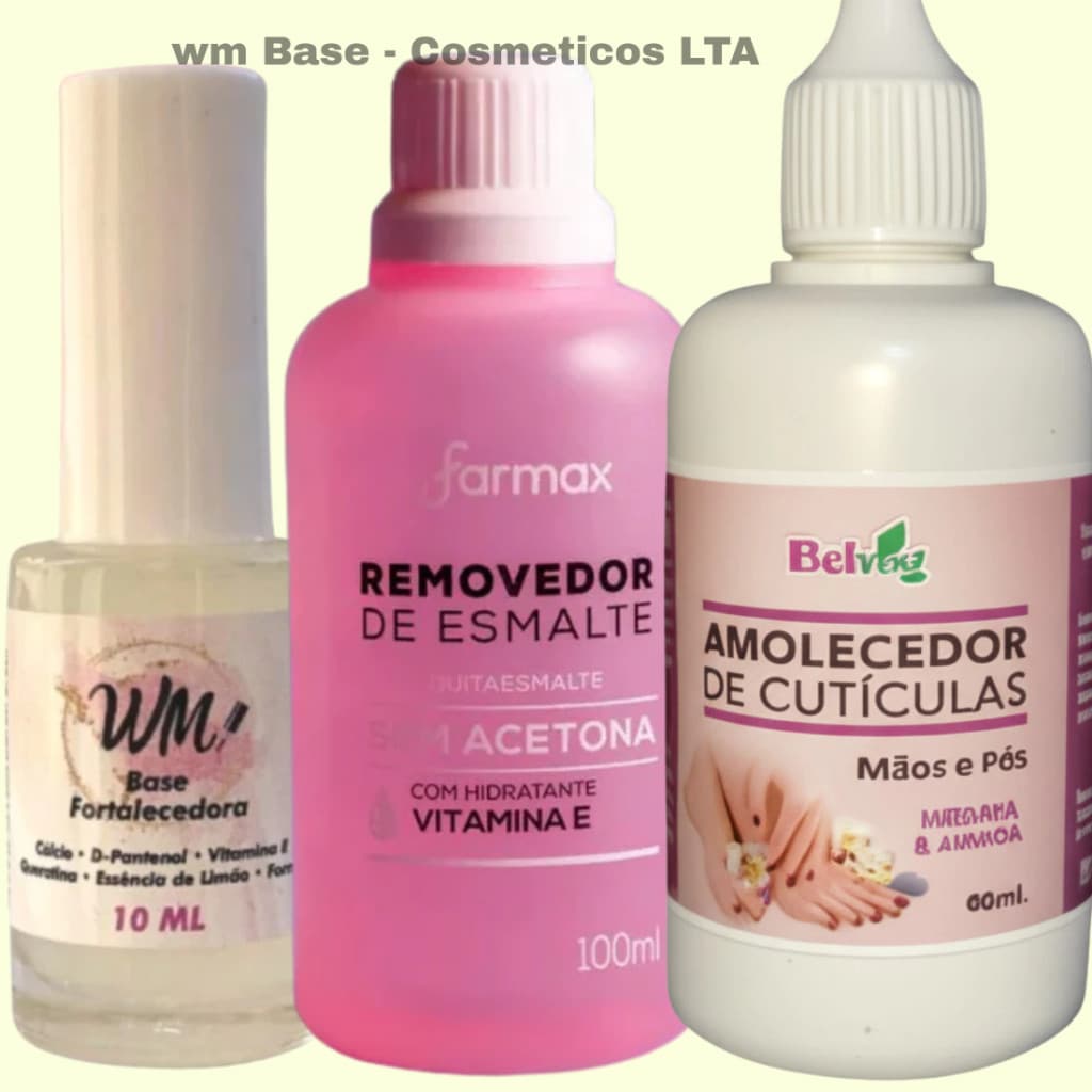 Kit Removedor + Amolecedor + Base Fortalecedora Unhas WM10ML