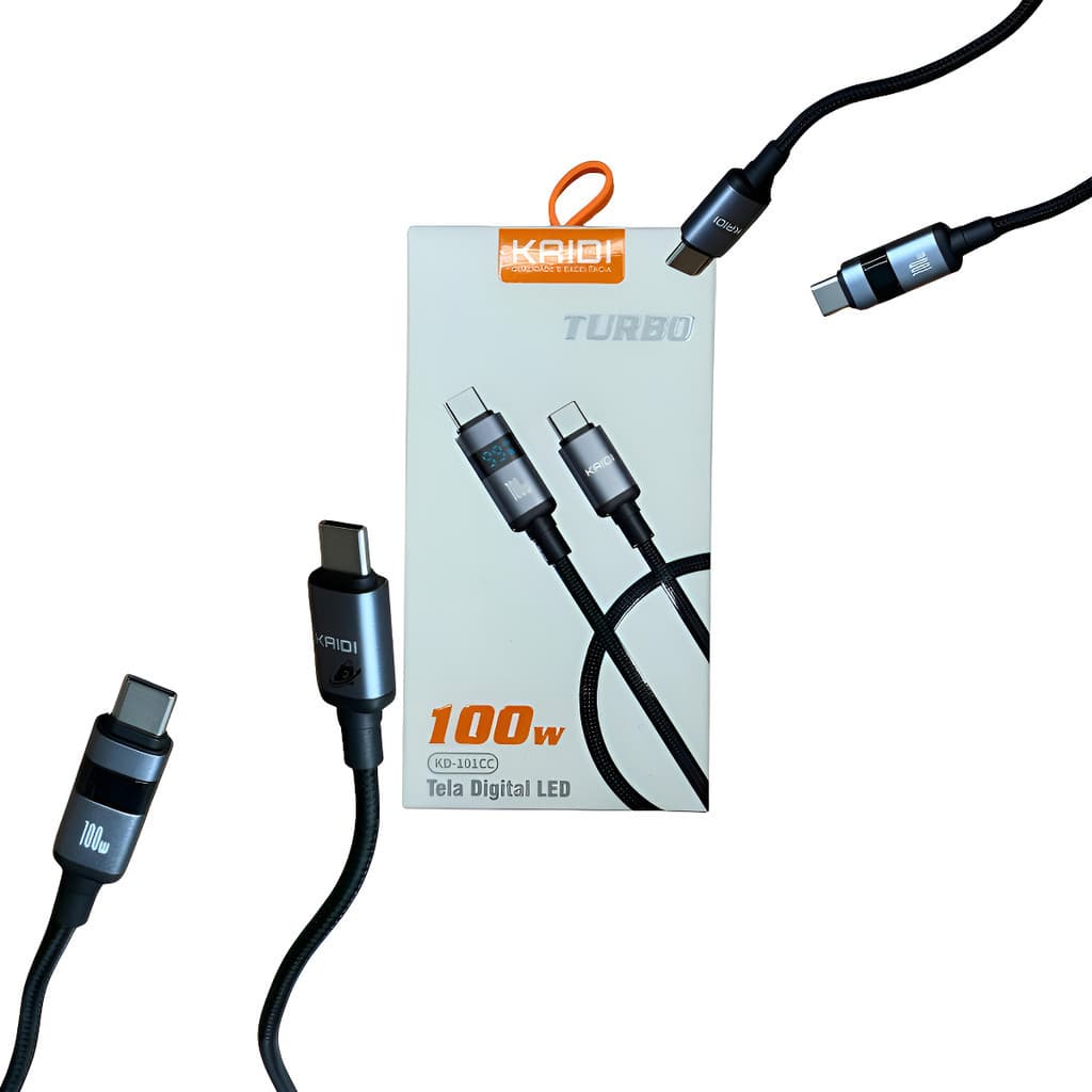 Cabo De Carregamento Turbo 1 Metro 100w Tipo-c Kaidi Kd-101c