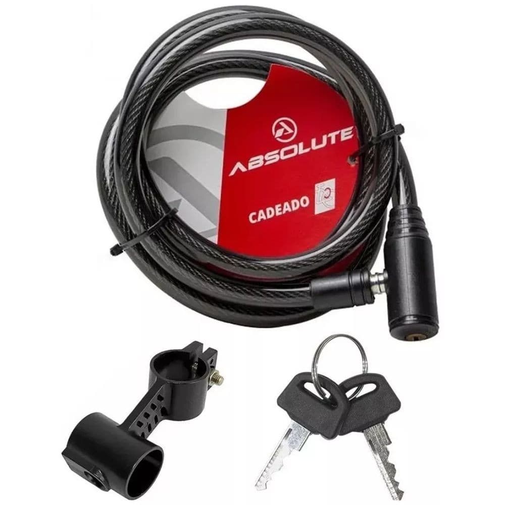 Cadeado Bike Moto Bicicleta Absolute Espiral Chaves Cor Preto