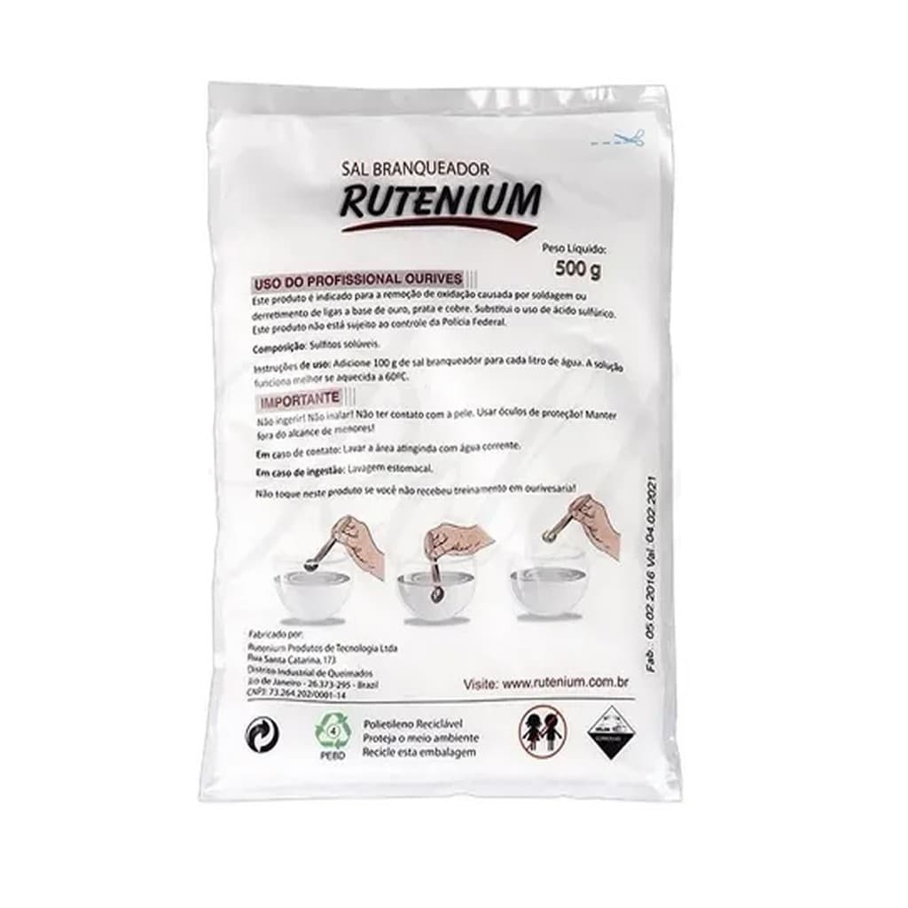 Sal Branqueador Substitui o Sulfúrico Rutenium 500g Ourives Clarea a peça após o fogo remove oxidação