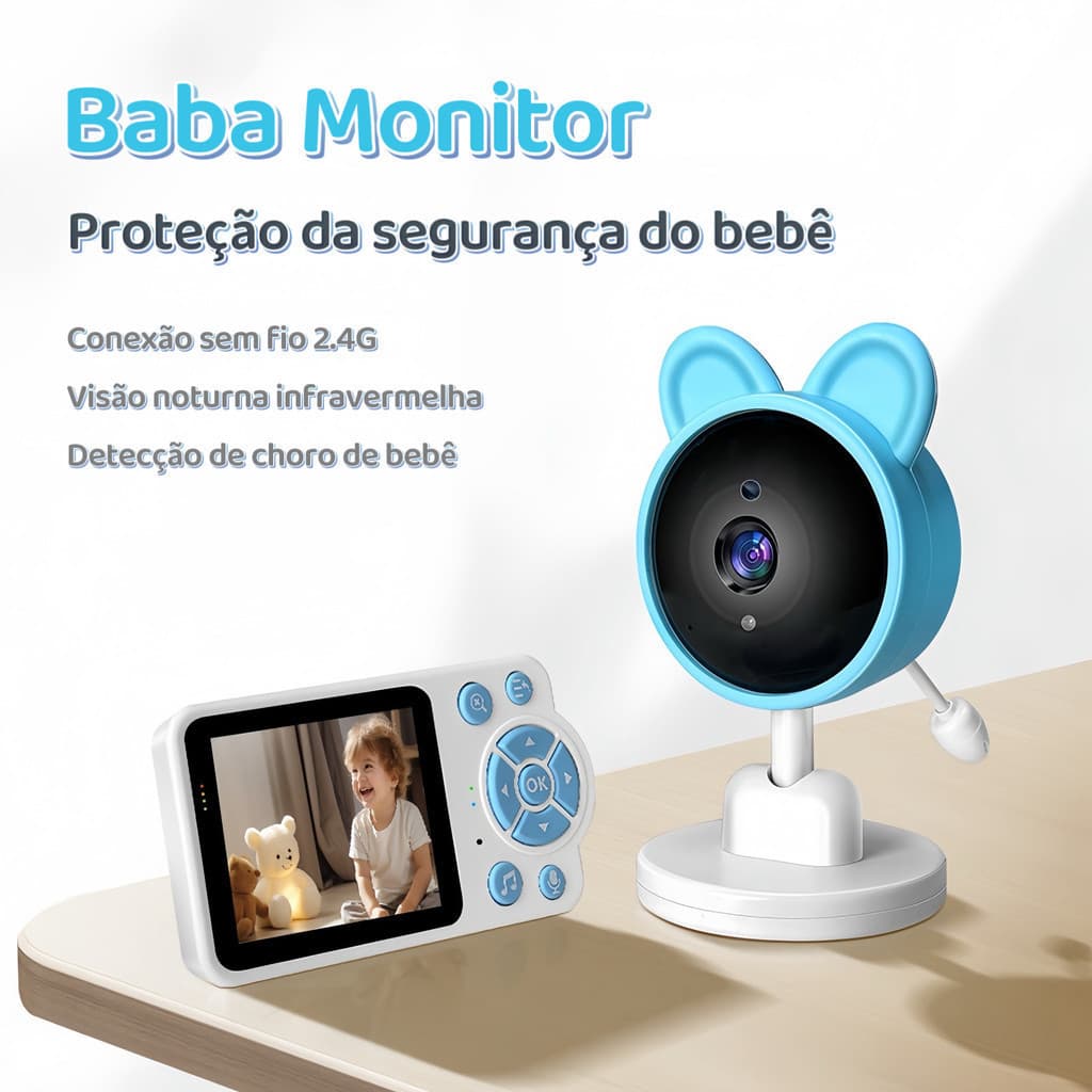 Baba Eletrônica bebe monitor com Munitor de Vídeo HD Sensor de Temperatura e Visão Noturna Infravermelha