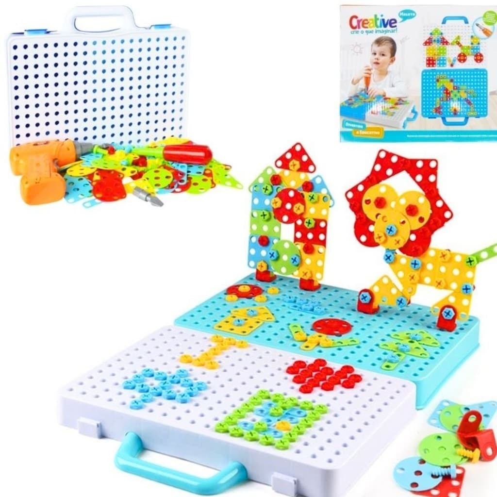 Kit Ferramenta Infantil Parafusadeira Brinquedo De Montar Maleta Creativa Criativa Creative