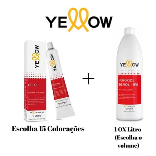 Kit 15 Coloração Profissional Yellow By Alfaparf + Ox 1 Litro