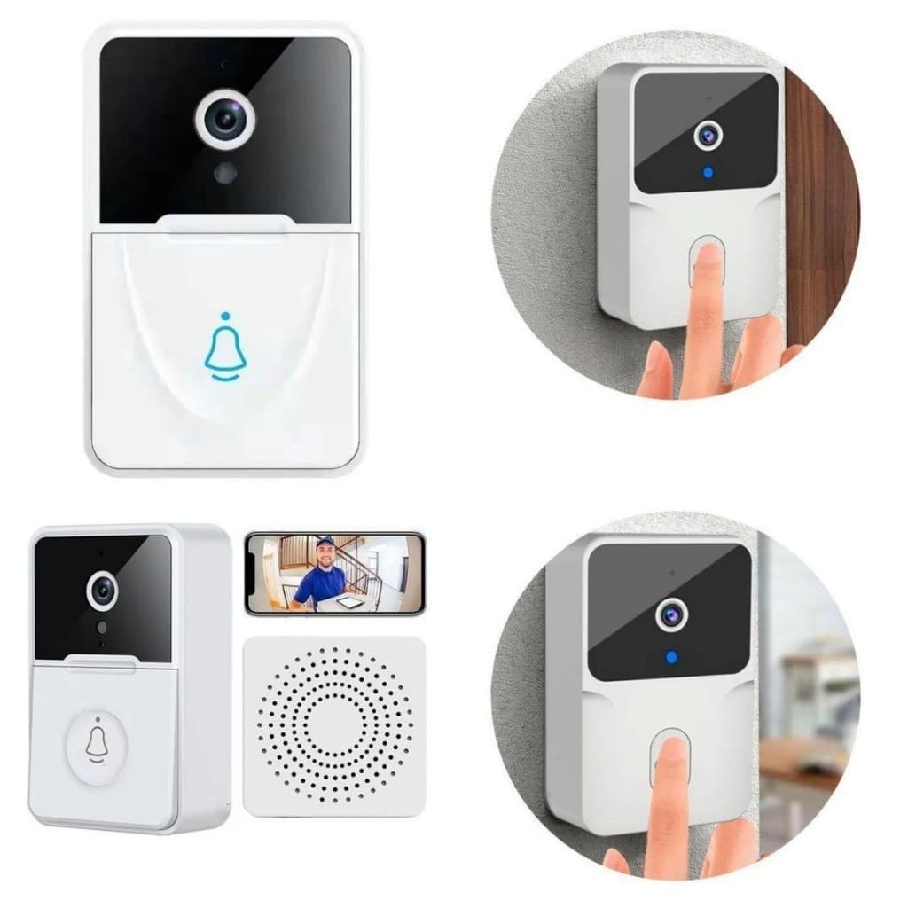 Campainha Com Câmera Vídeo Porteiro Sem Fio Wi-Fi HD Inteligente Smart Home Vê Pelo Celular Recarregável