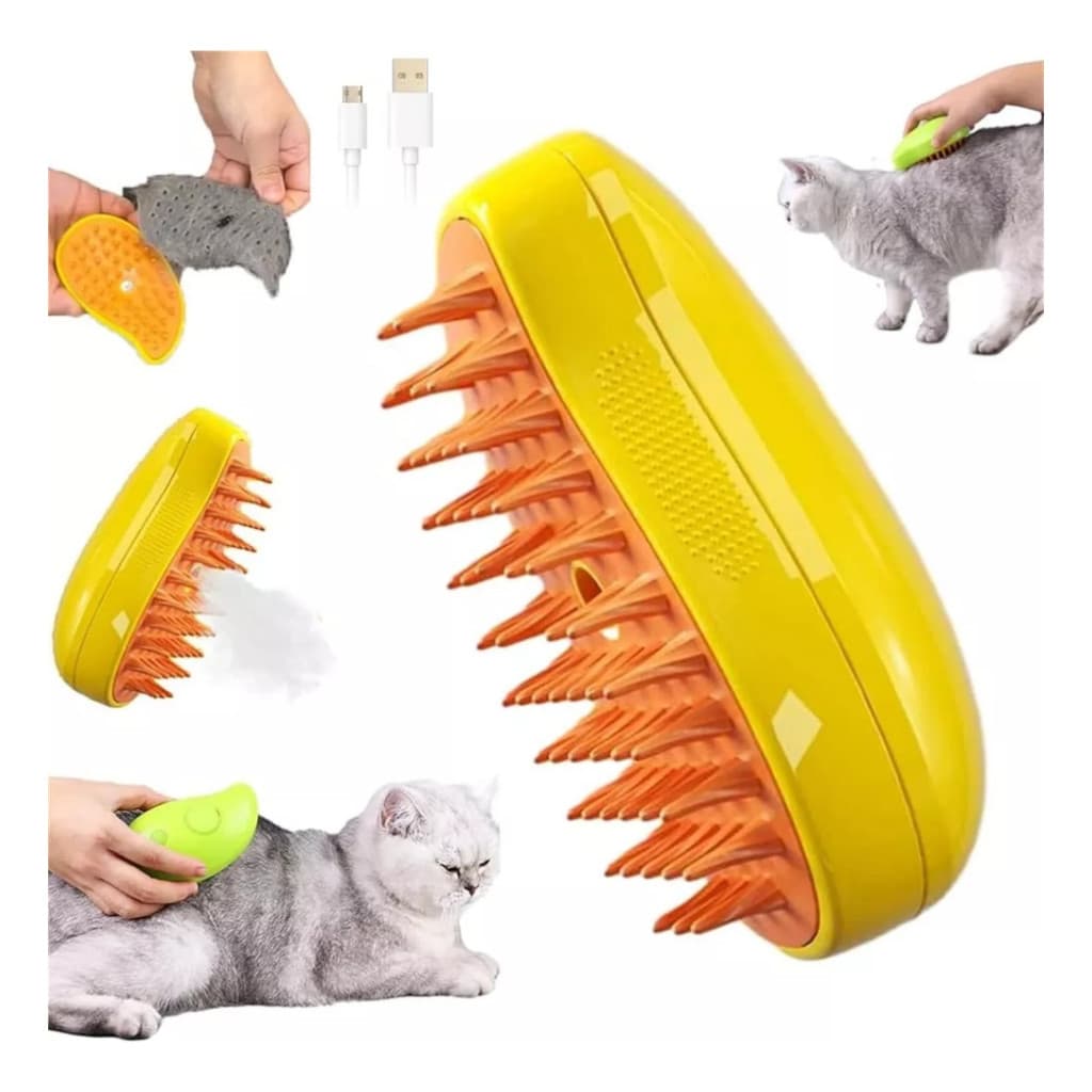 Escova Pet Elétrica Vapor 3 / 1 Massagem Penteia Remove Pelo