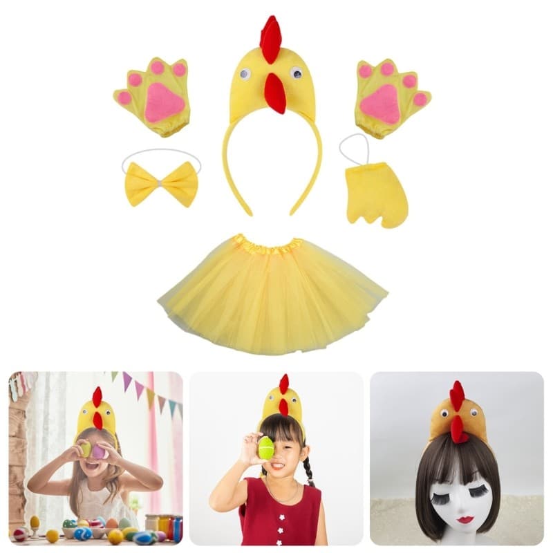 Conjunto De Fantasia De Frango Aconchegante , Tiaras De Galo , Chapéu De Páscoa , Argola De Cabelo De Animal