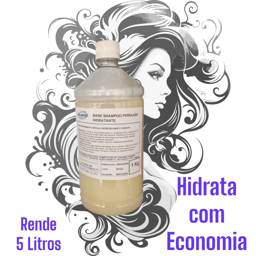 Base Shampoo Perolado Hidratante 1 Kg (rende 5 Litros)