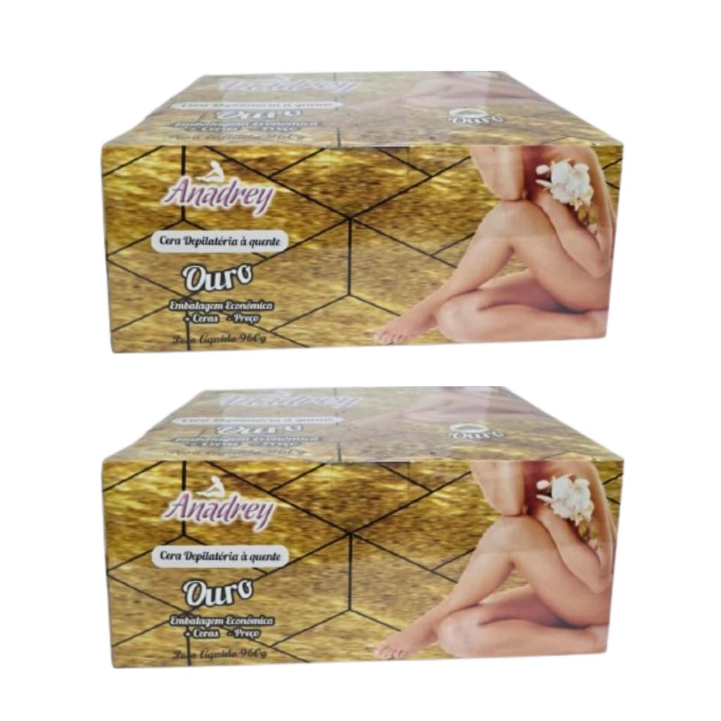 Kit Com 2 Cera Depilatória Anadrey Ouro 960g